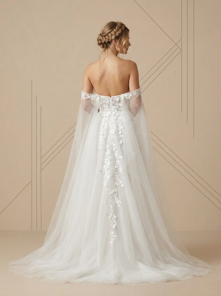  White Ball-Gown Off the Shoulder Corset Tulle Wedding Dress
